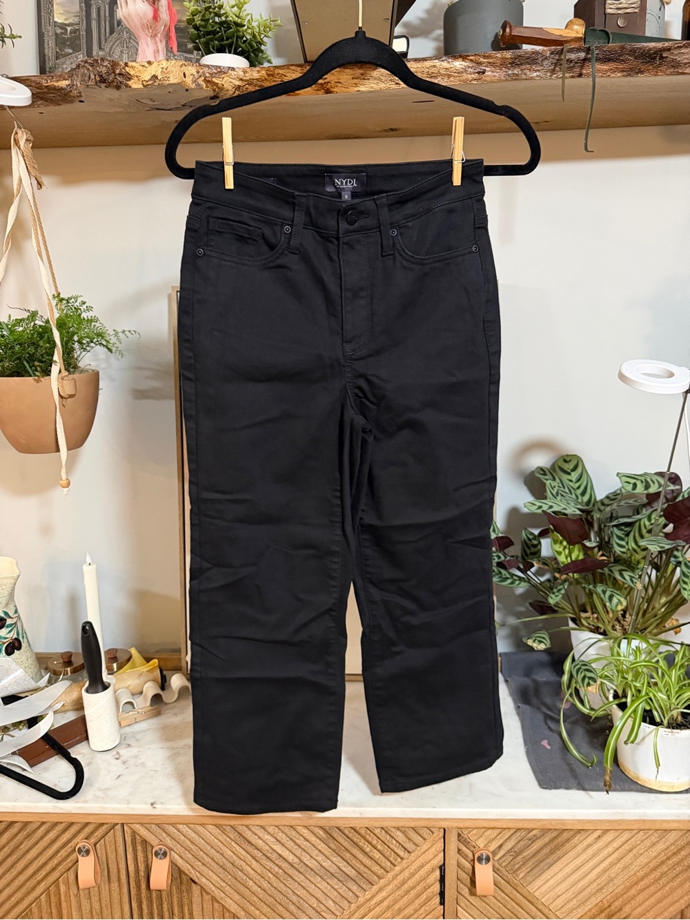 NYDJ Black High-Rise Straight Jeans